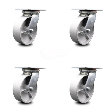 SERVICE CASTER 6 Inch Heavy Duty Semi Steel Caster Set with Ball Bearings SCC, 4PK SCC-35S620-SSB-4